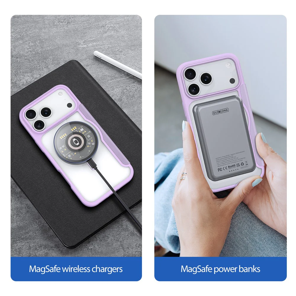 For iPhone 17 Pro Max Leather Case DUX DUCIS Skin X Pro Series Flip Cover Compatible with MagSafe - Purple Pink - Image 5