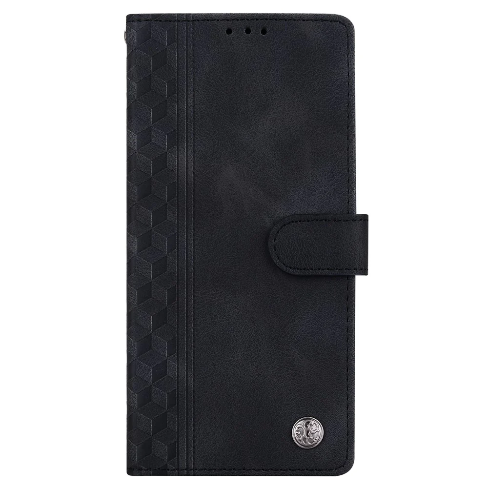 For iPhone 17 Pro Max Leather Case Imprinted Checkered Pattern Wallet Stand Flip Phone Cover - Black - Image 4
