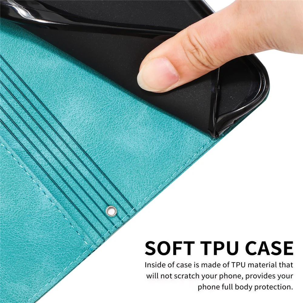 For iPhone 17 Pro Max Leather Case Imprinted Triangle Phone Cover with Hand Strap - Green - Image 6