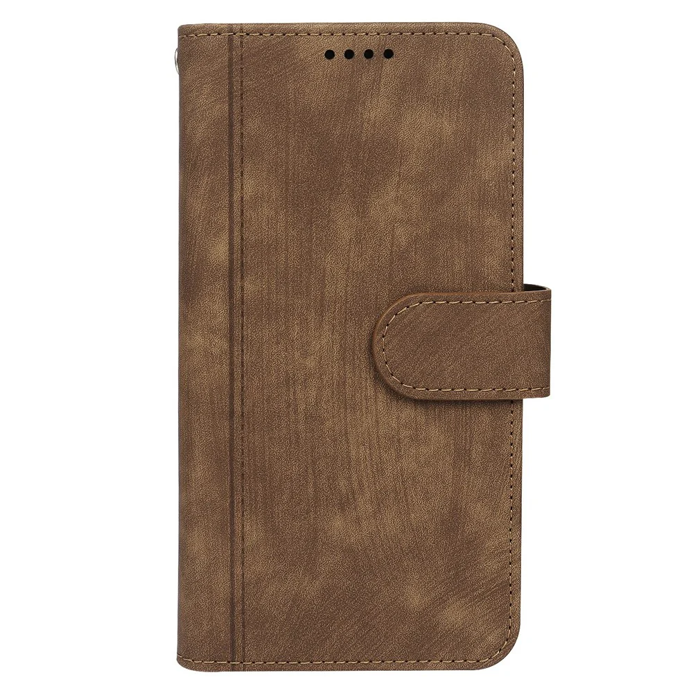 For iPhone 17 Pro Max Leather Case Line Pattern Wallet Phone Cover with 9 Card Slots - Brown - Image 5