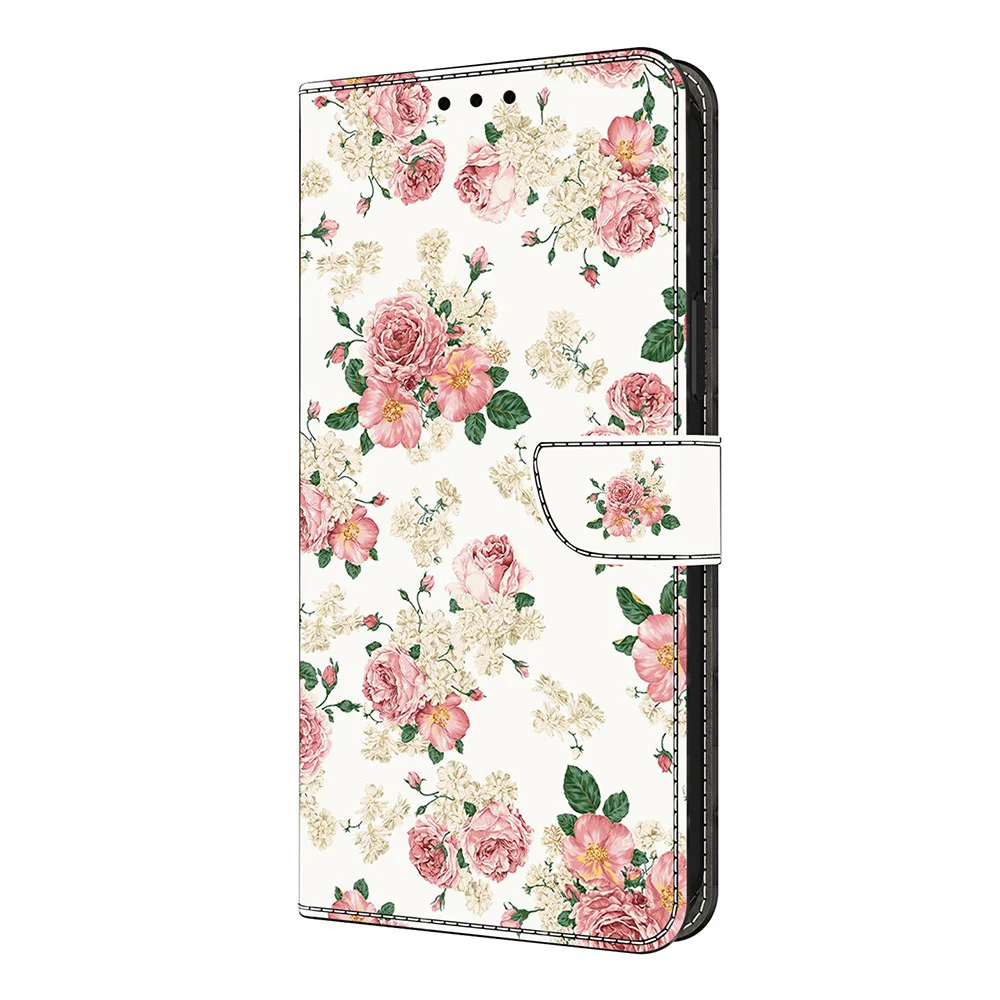 For iPhone 17 Pro Max Leather Case Pattern Printing Wallet Stand Flip Phone Cover - Peony - Image 4