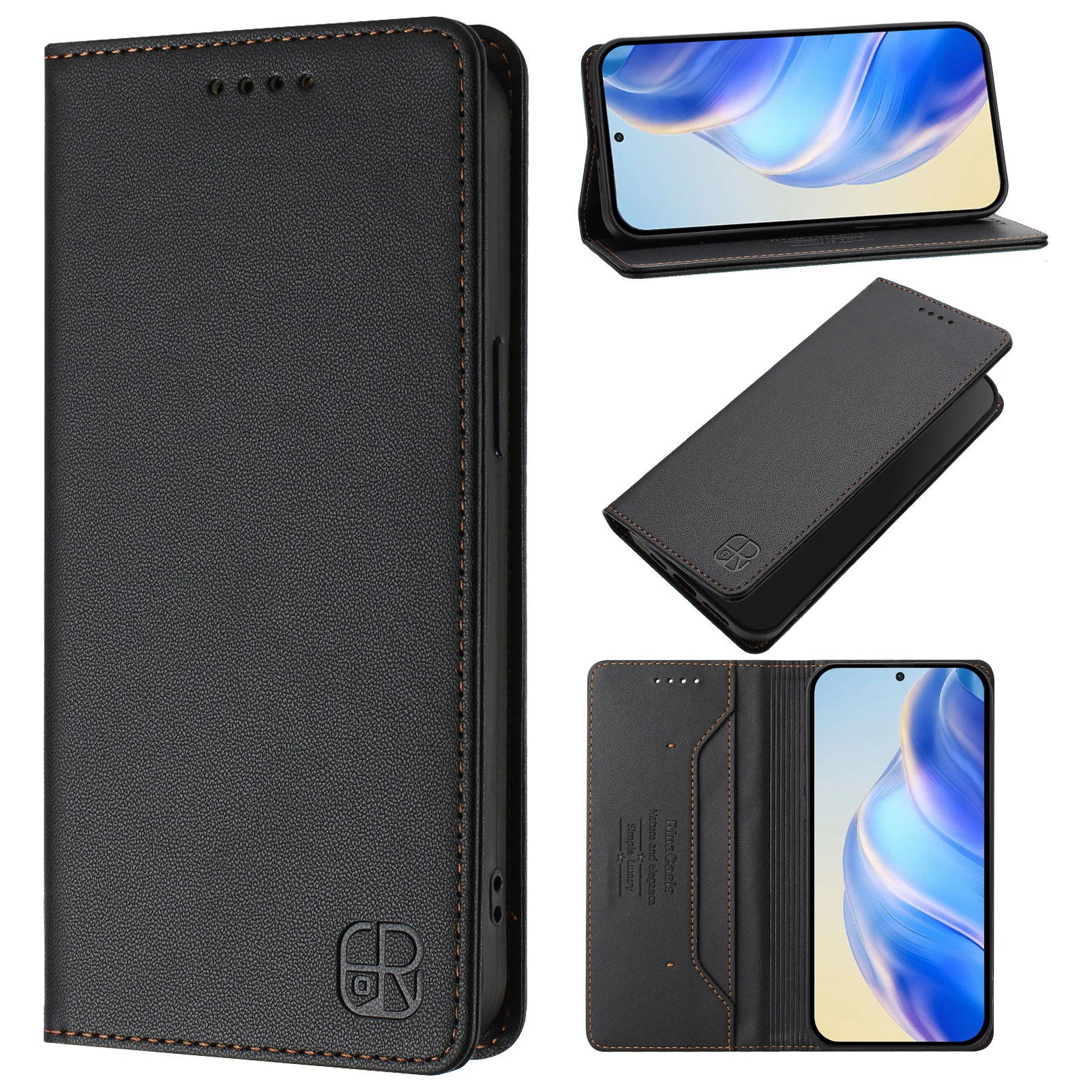 For iPhone 17 Pro Max Leather Case RINACASIS RC01 Phone Cover with RFID Blocking Wallet Stand - Black - Image 3