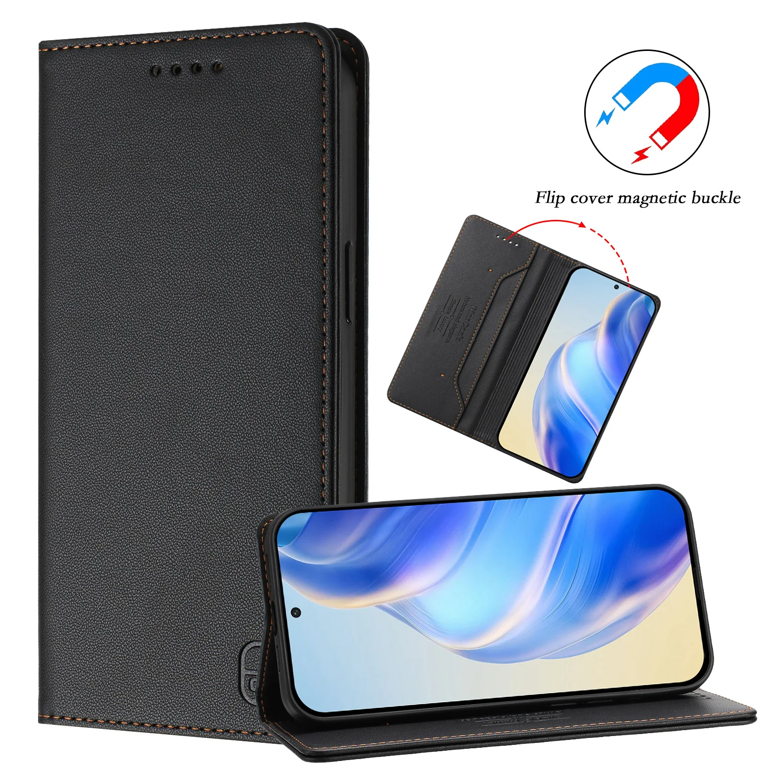 For iPhone 17 Pro Max Leather Case RINACASIS RC01 Phone Cover with RFID Blocking Wallet Stand - Black - Image 4