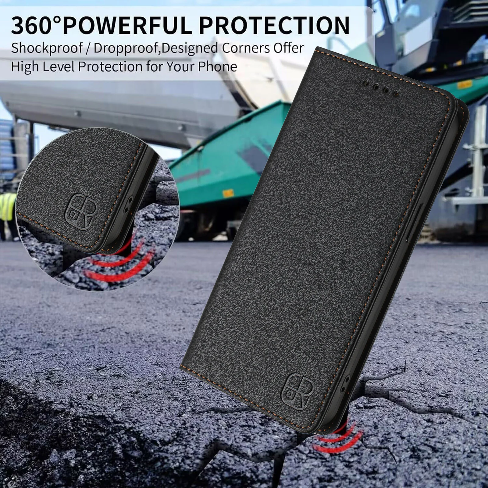 For iPhone 17 Pro Max Leather Case RINACASIS RC01 Phone Cover with RFID Blocking Wallet Stand - Black - Image 7