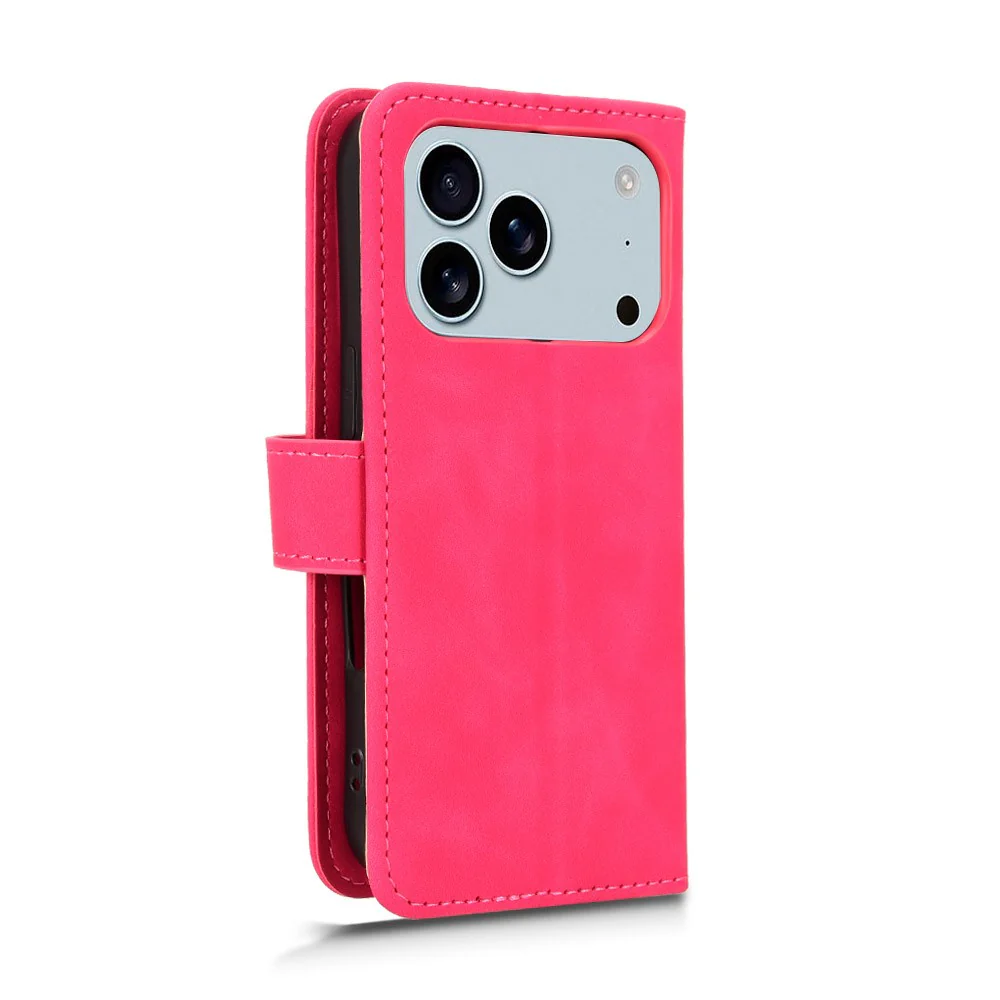 For iPhone 17 Pro Max Leather Case Skin Feel Anti Drop Wallet Flip Phone Cover - Rose - Image 5
