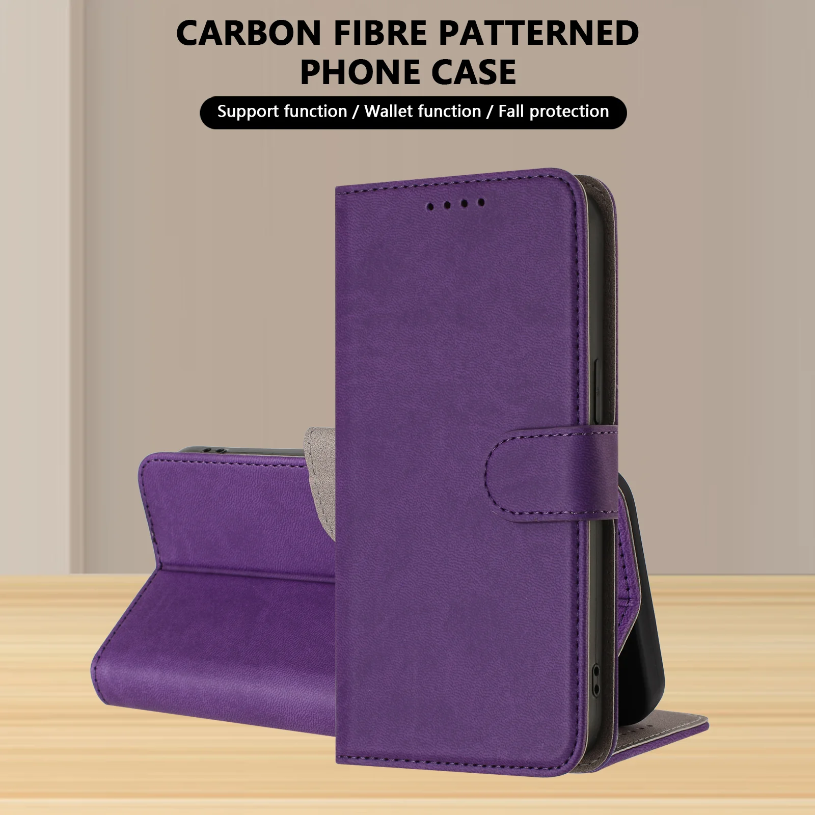 For iPhone 17 Pro Max Leather Case Solid Color Phone Cover with Wallet - Dark Purple - Image 8
