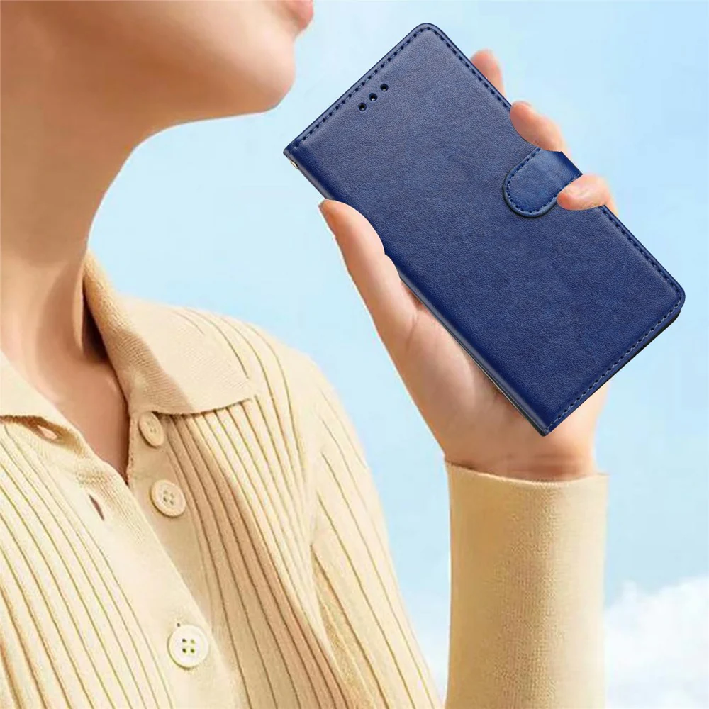 For iPhone 17 Pro Max Leather Case Wallet Stand Phone Cover with Handy Strap - Blue - Image 6