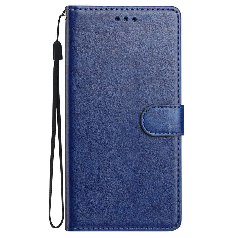 For iPhone 17 Pro Max Leather Case Wallet Stand Phone Cover with Handy Strap - Blue - Image 7