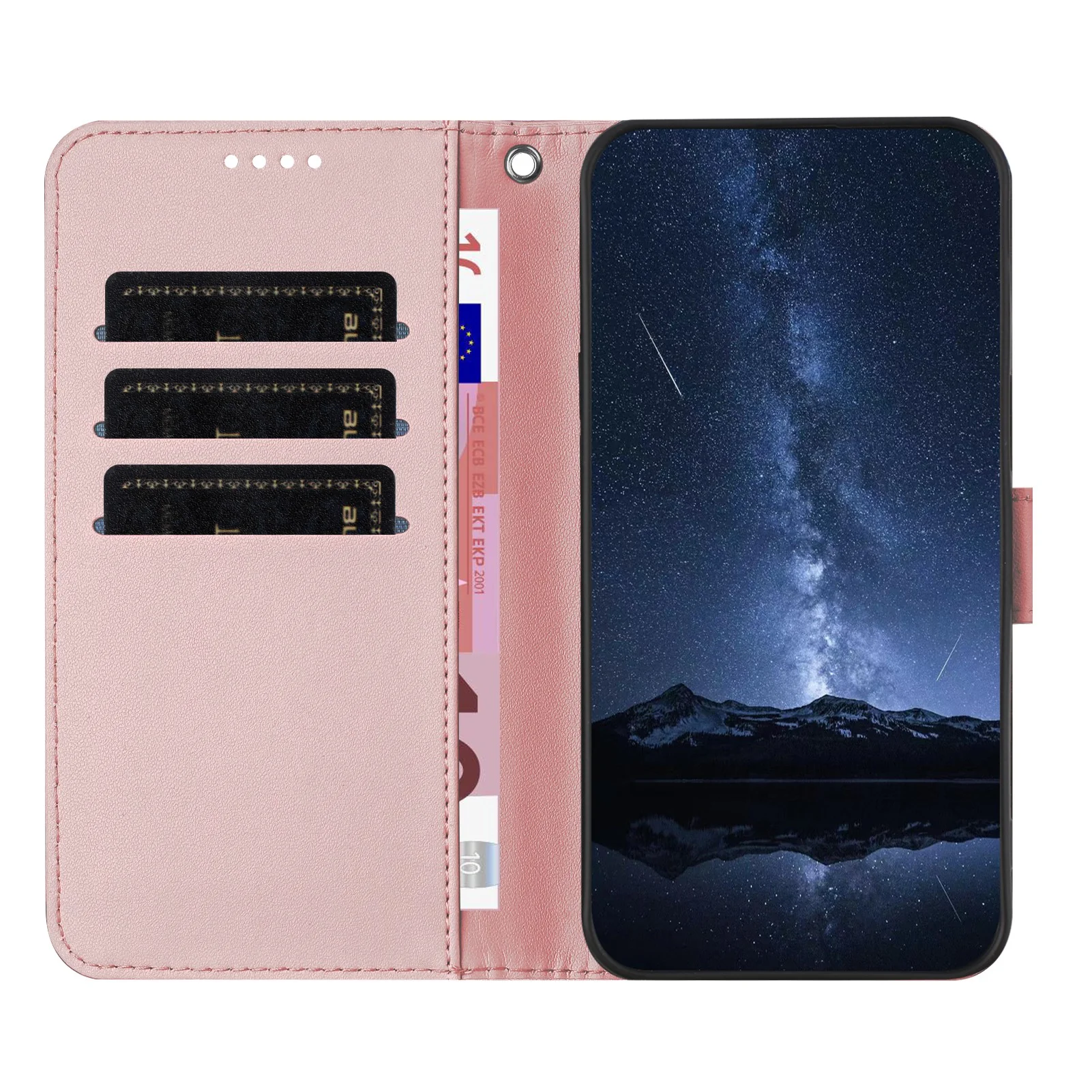 For iPhone 17 Pro Max Leather Case Wallet Stand Solid Color Anti Drop Phone Cover - Rose Gold - Image 6