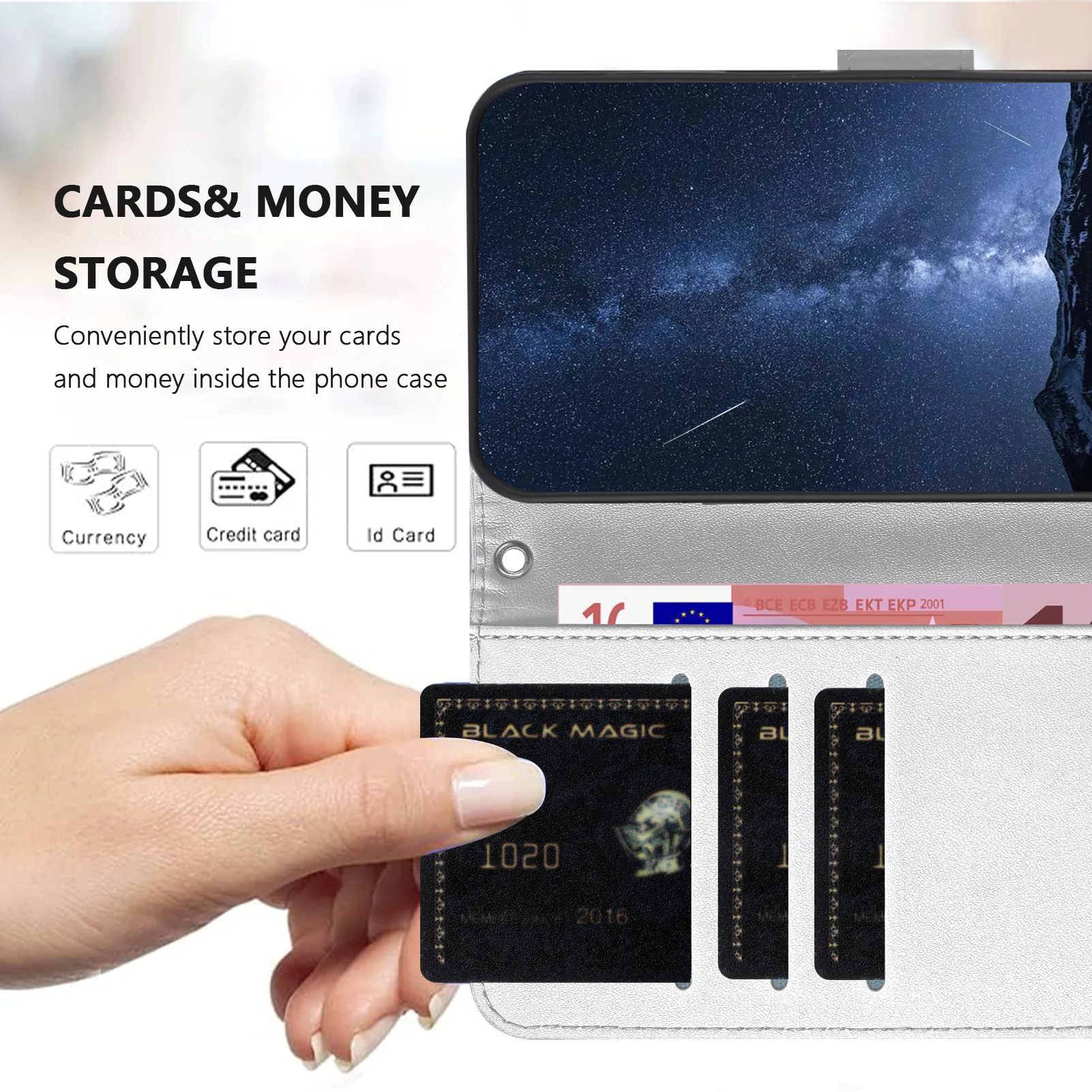For iPhone 17 Pro Max Leather Case Wallet Stand Solid Color Anti Drop Phone Cover - Silver - Image 2
