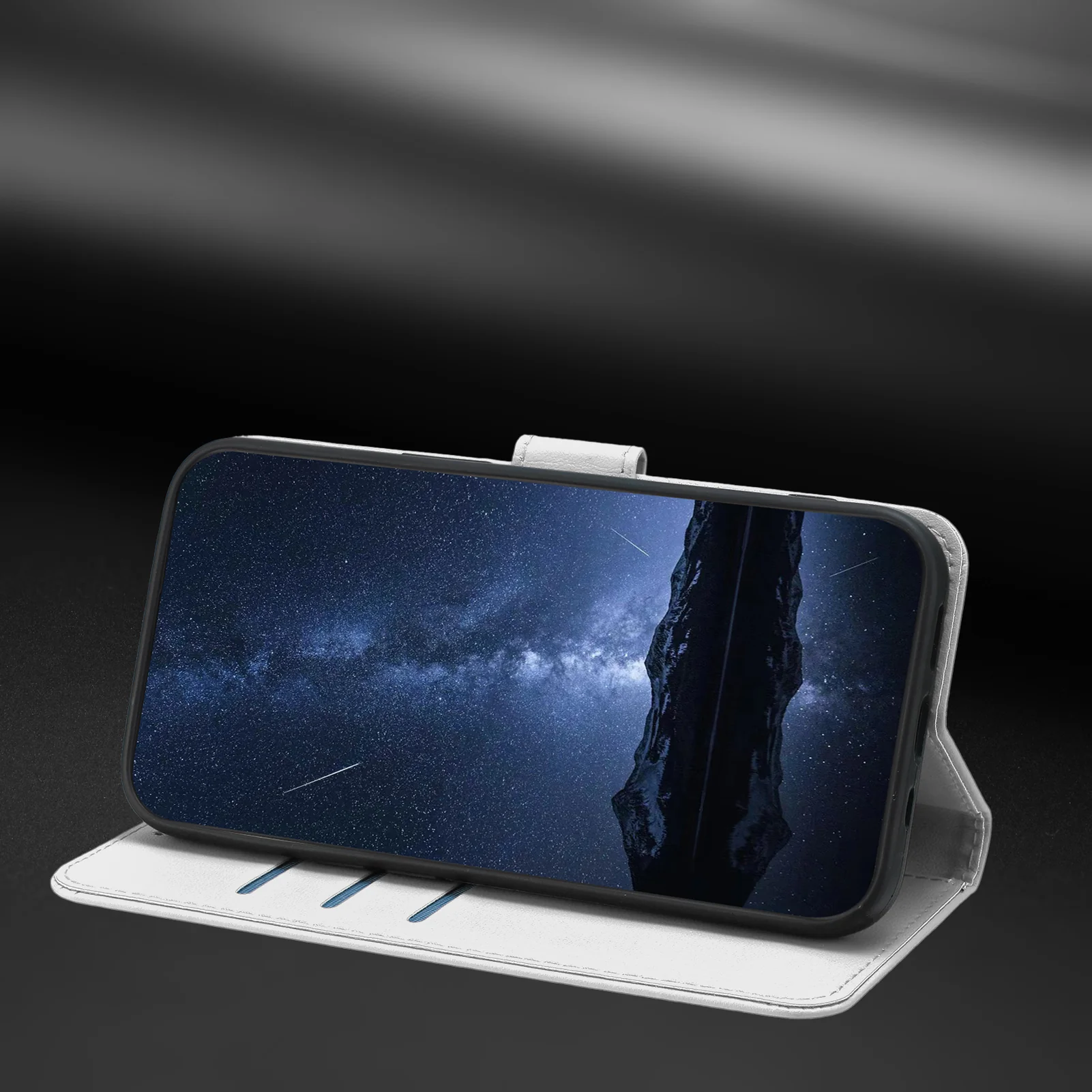 For iPhone 17 Pro Max Leather Case Wallet Stand Solid Color Anti Drop Phone Cover - Silver - Image 8