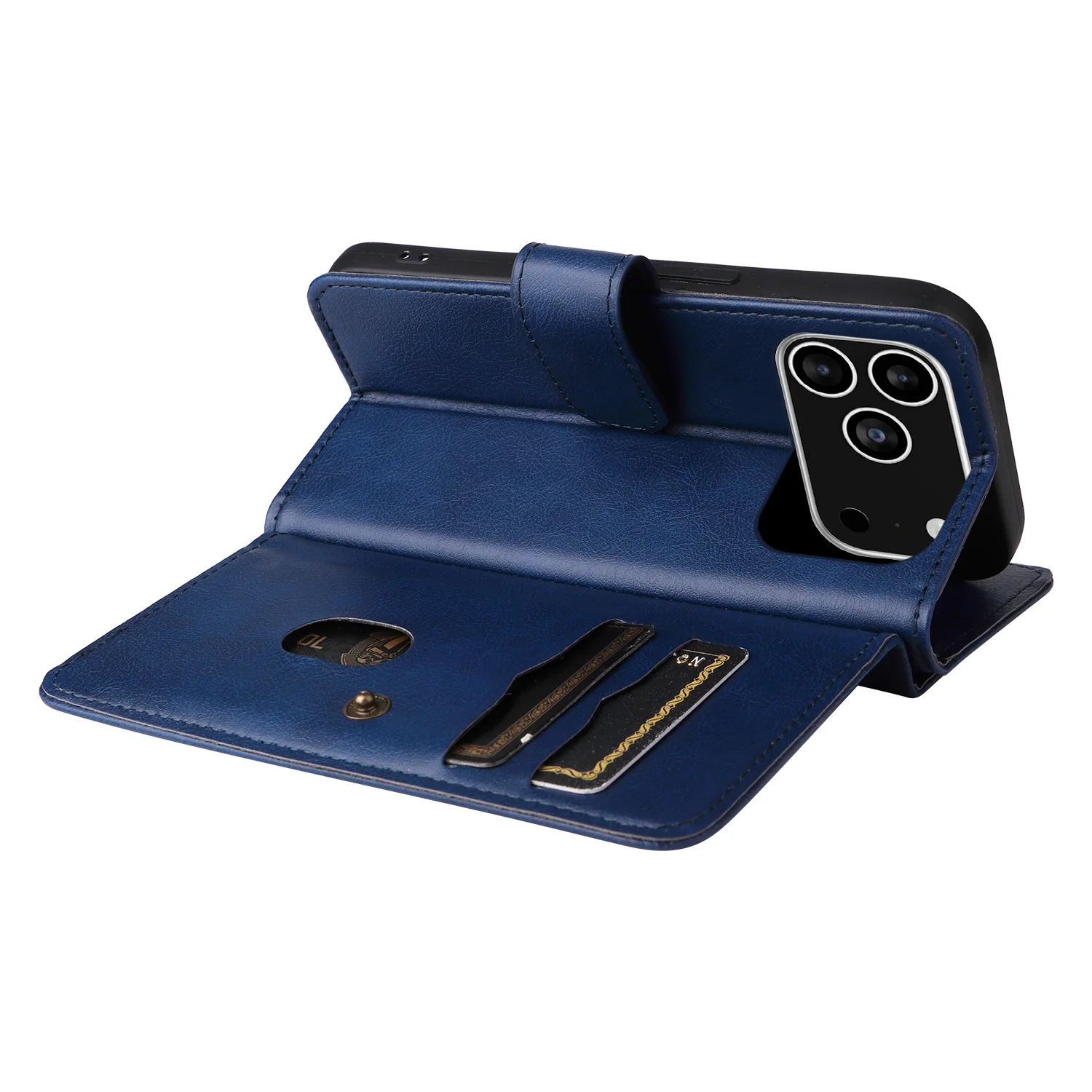 For iPhone 17 Pro Max Leather Case with 10 Card Holder Phone Cover Stand - Blue - Image 8