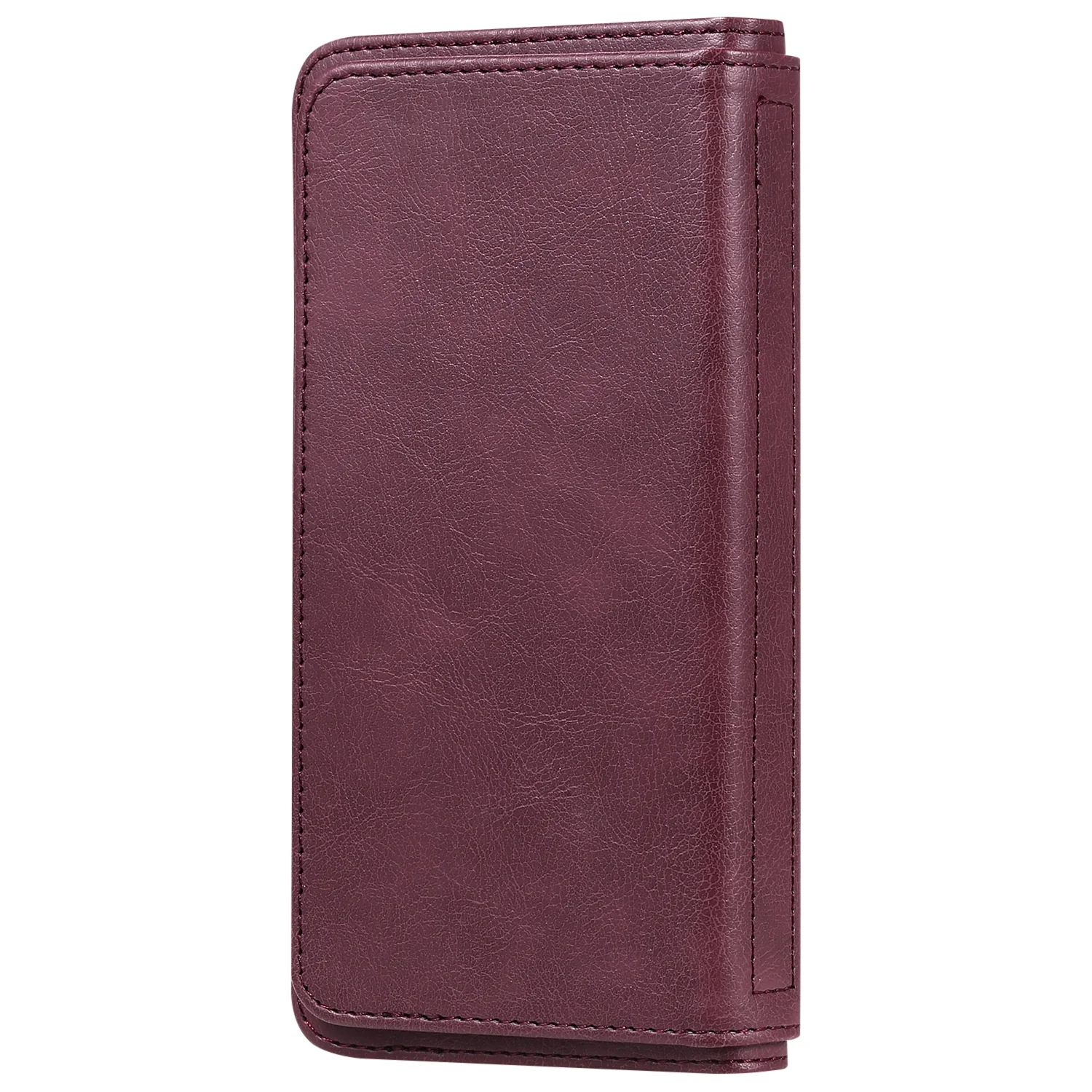 For iPhone 17 Pro Max Leather Case with 10 Card Holder Phone Cover Stand - Wine Red - Image 7