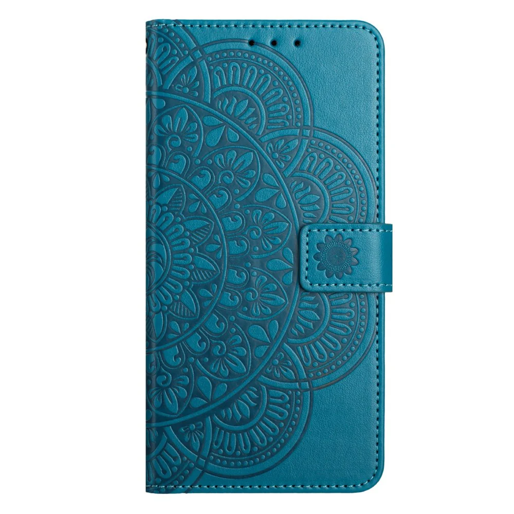 For iPhone 17 Pro Max Leather Case with Card Slots Mandala Pattern Phone Cover Stand - Blue - Image 6