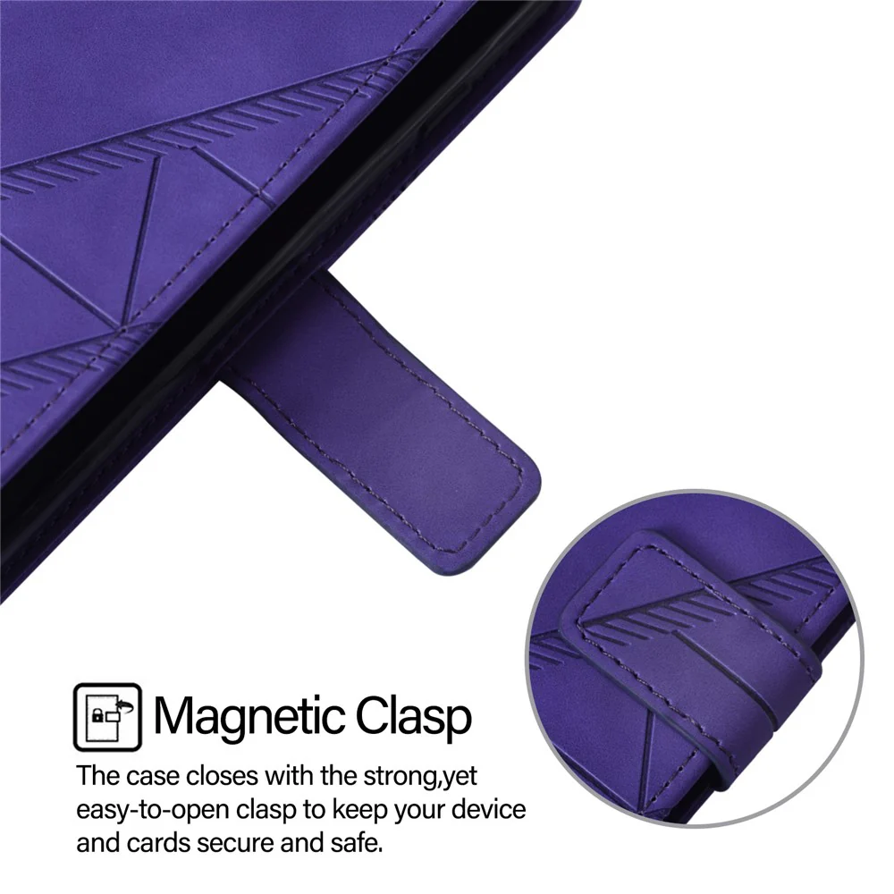 For iPhone 17 Pro Max Leather Case with Hand Strap Wallet Stand Phone Cover - Purple - Image 3