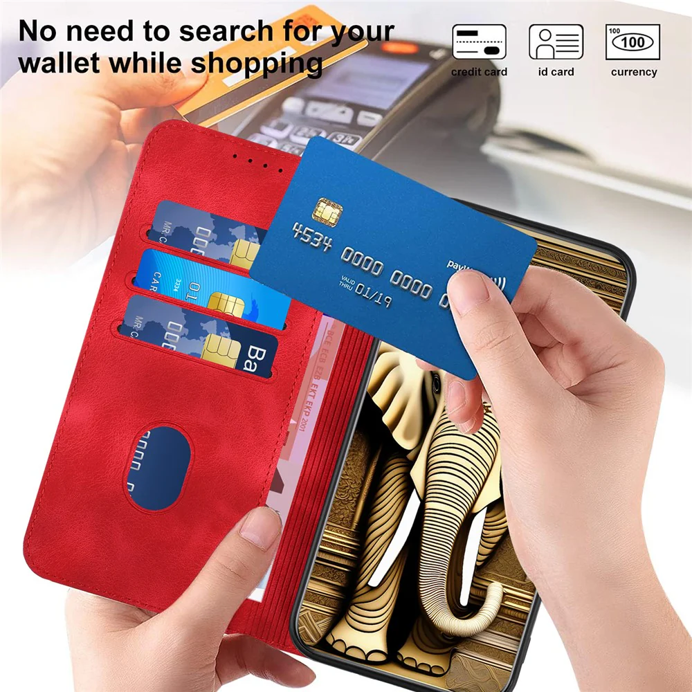 For iPhone 17 Pro Max Leather Case with Wrist Strap Diamond Imprint Wallet Phone Cover - Red - Image 7