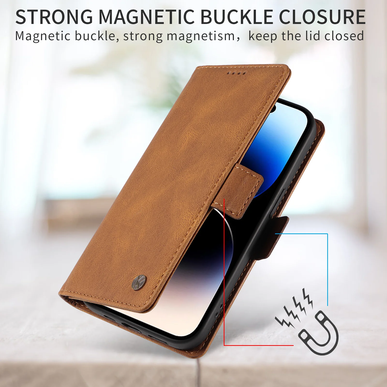 For iPhone 17 Pro Max Leather Case YIKATU YK-005 Skin-touch Feeling Wallet Phone Cover - Brown - Image 5