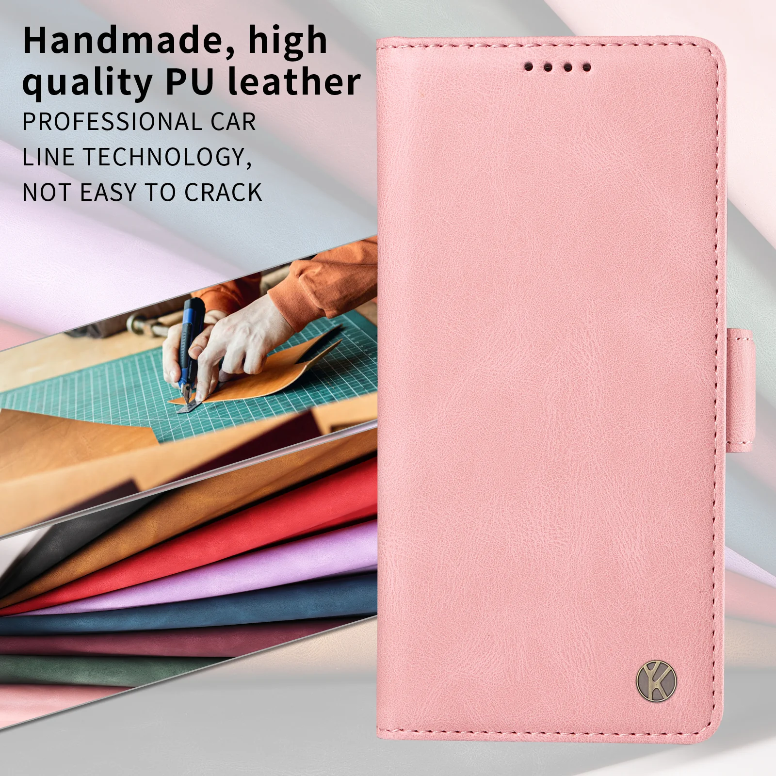 For iPhone 17 Pro Max Leather Case YIKATU YK-005 Skin-touch Feeling Wallet Phone Cover - Pink - Image 5