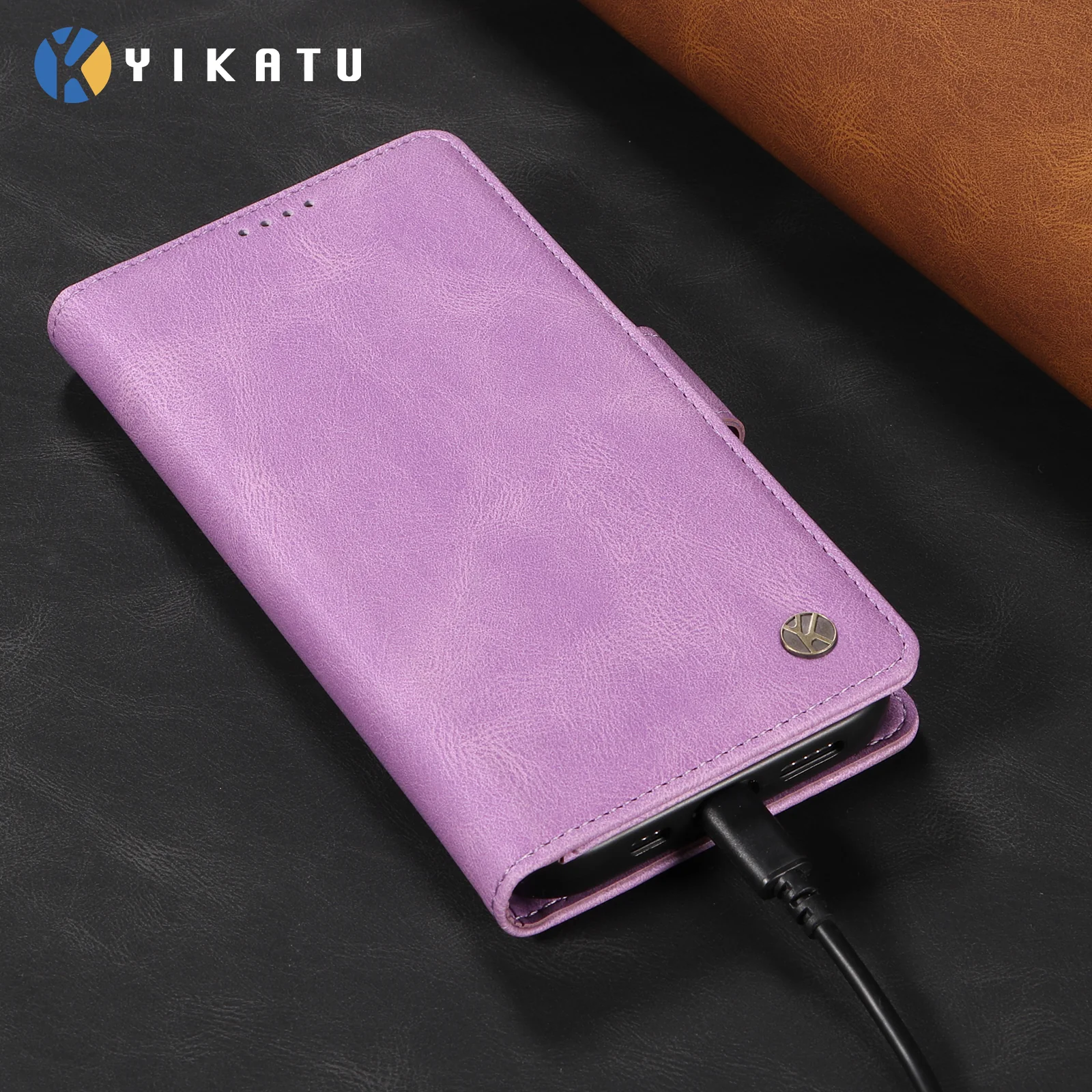 For iPhone 17 Pro Max Leather Case YIKATU YK-005 Skin-touch Feeling Wallet Phone Cover - Purple - Image 3