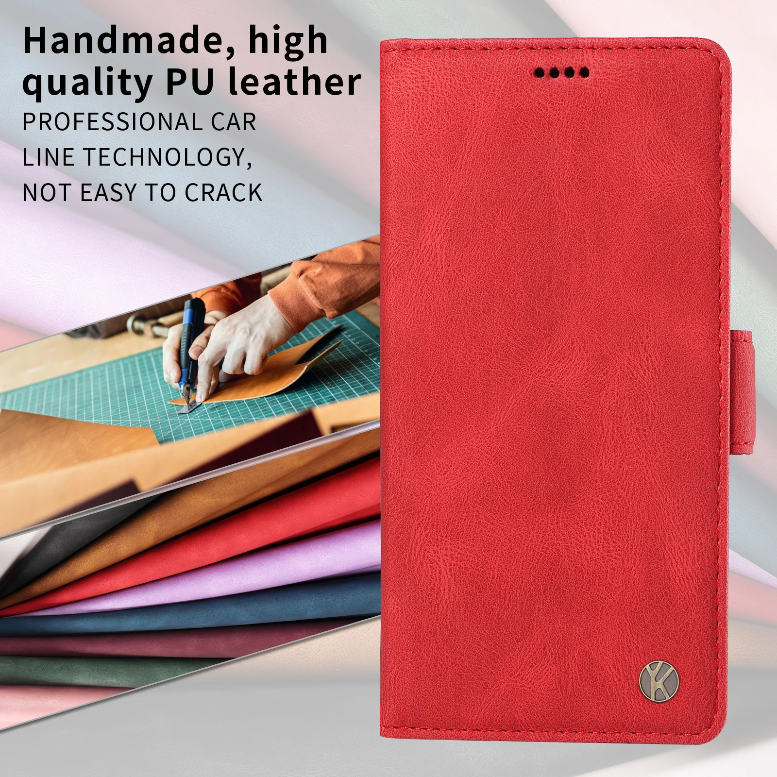 For iPhone 17 Pro Max Leather Case YIKATU YK-005 Skin-touch Feeling Wallet Phone Cover - Red - Image 3