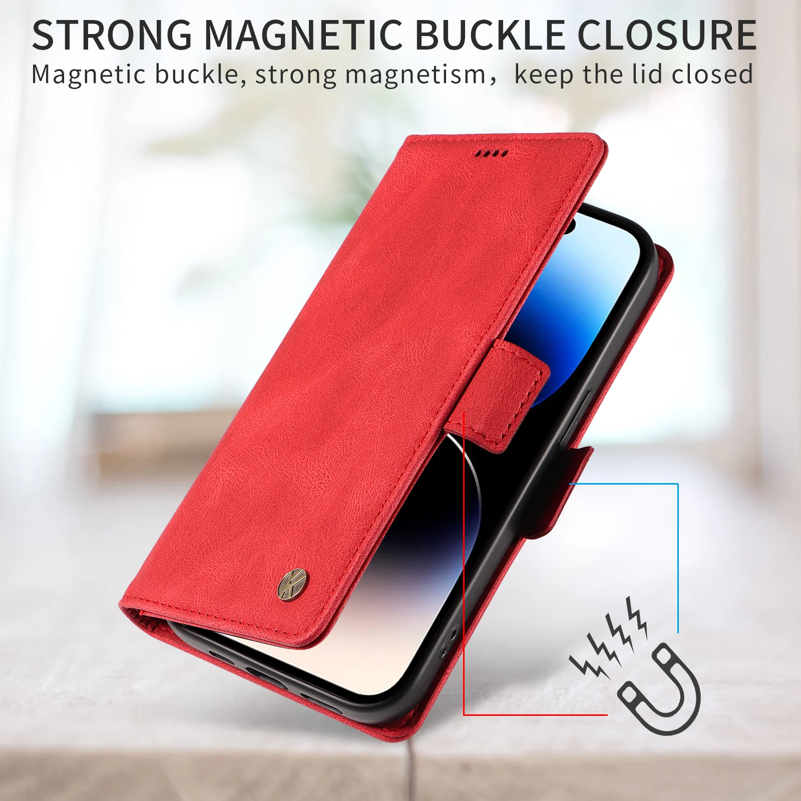 For iPhone 17 Pro Max Leather Case YIKATU YK-005 Skin-touch Feeling Wallet Phone Cover - Red - Image 5
