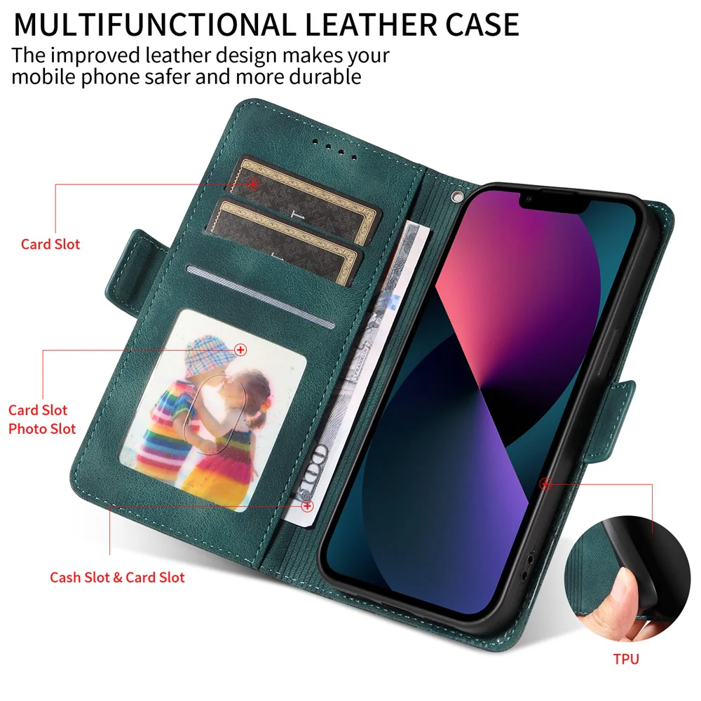 For iPhone 17 Pro Max Leather Cases Wallet Rhombus Imprinted Phone Cover Stand with Strap - Green - Image 8