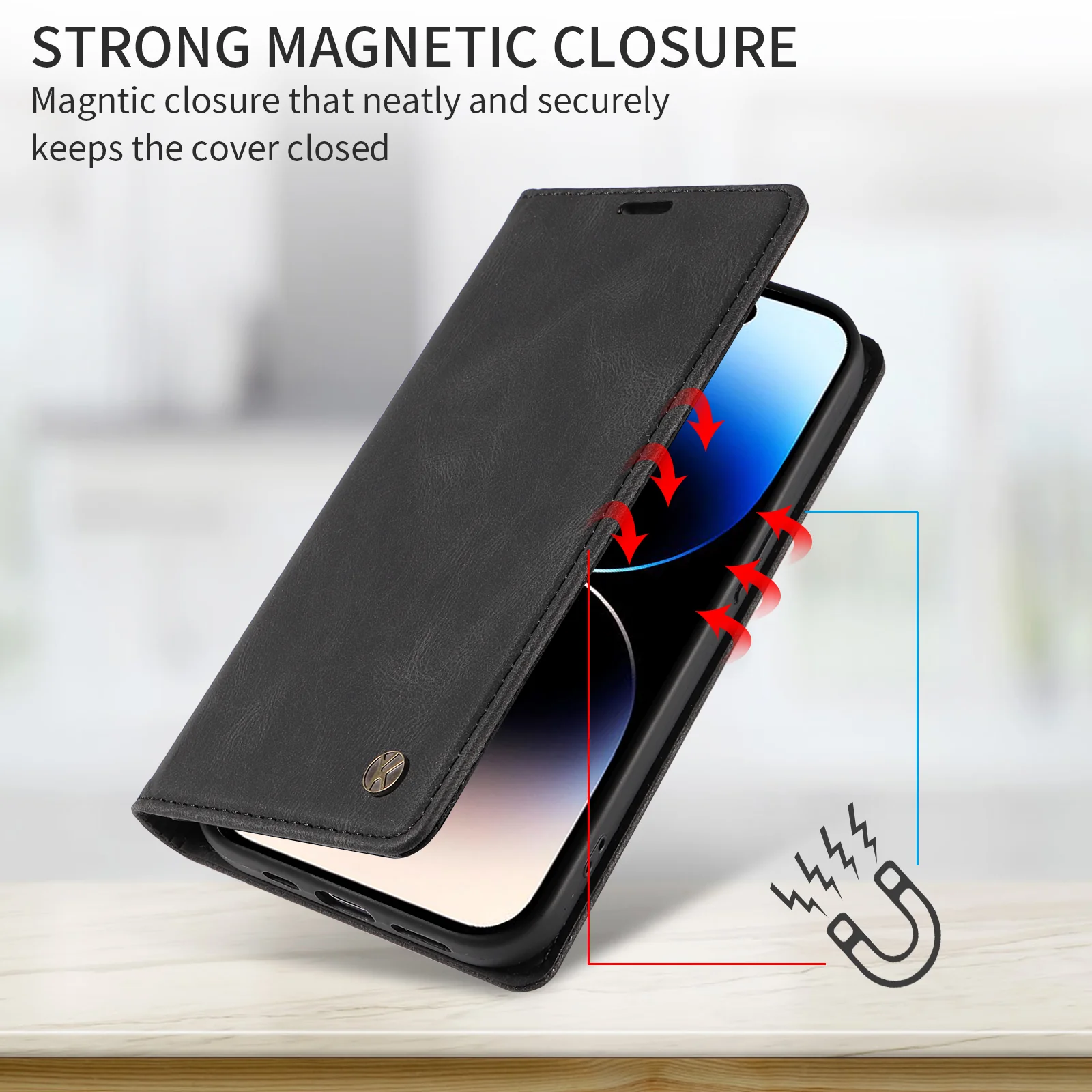 For iPhone 17 Pro Max Leather Cover YIKATU YK-004 Skin-Touch Wallet Phone Cases - Black - Image 4