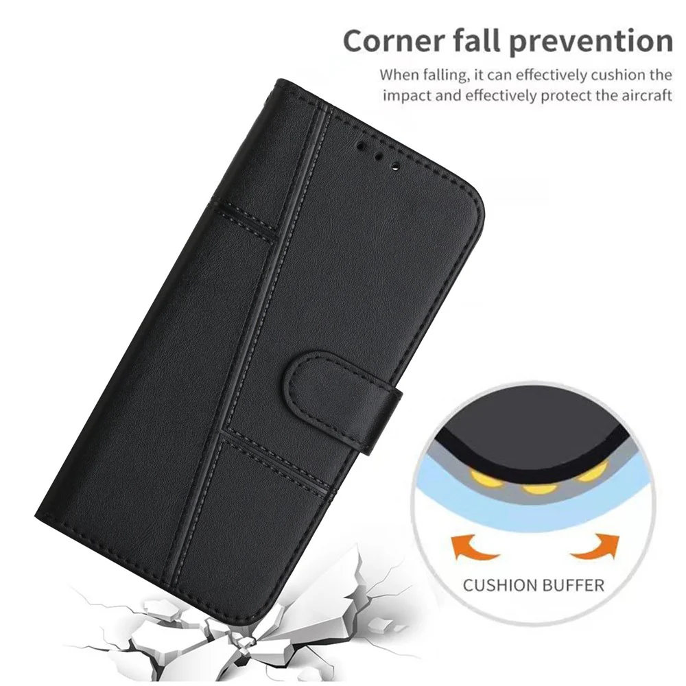 For iPhone 17 Pro Max Leather Phone Case Foldable Stand Wallet Flip Cover with Strap - Black - Image 7