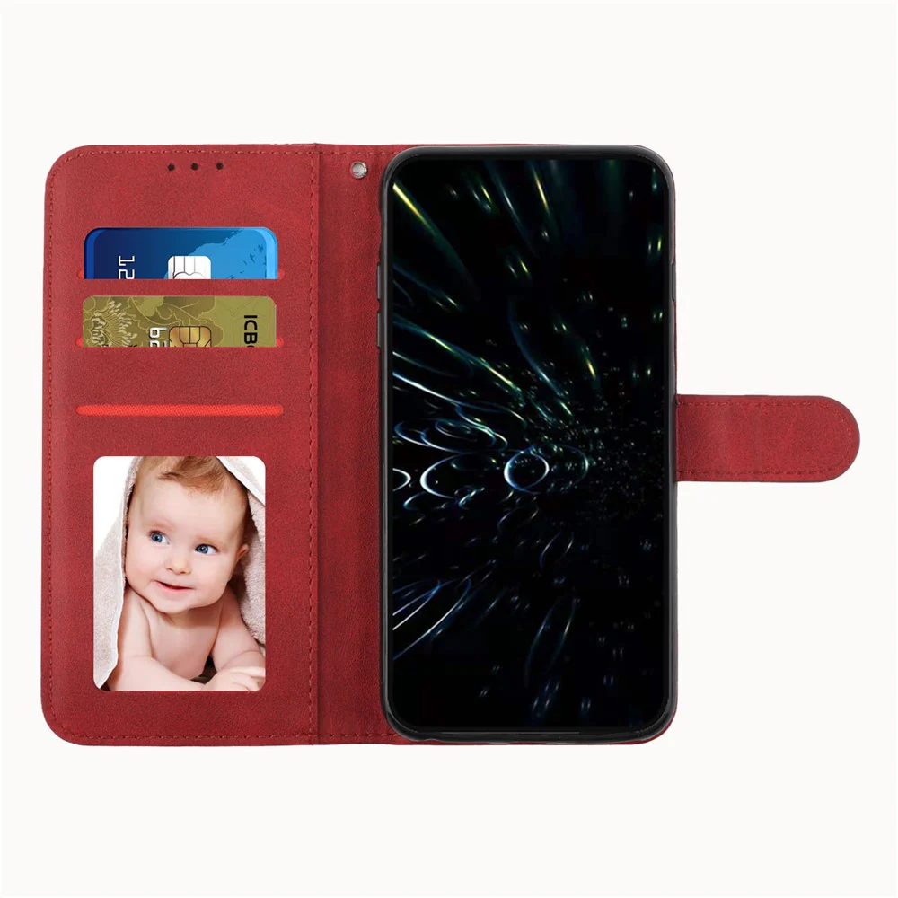 For iPhone 17 Pro Max Leather Phone Case Foldable Stand Wallet Flip Cover with Strap - Red - Image 2