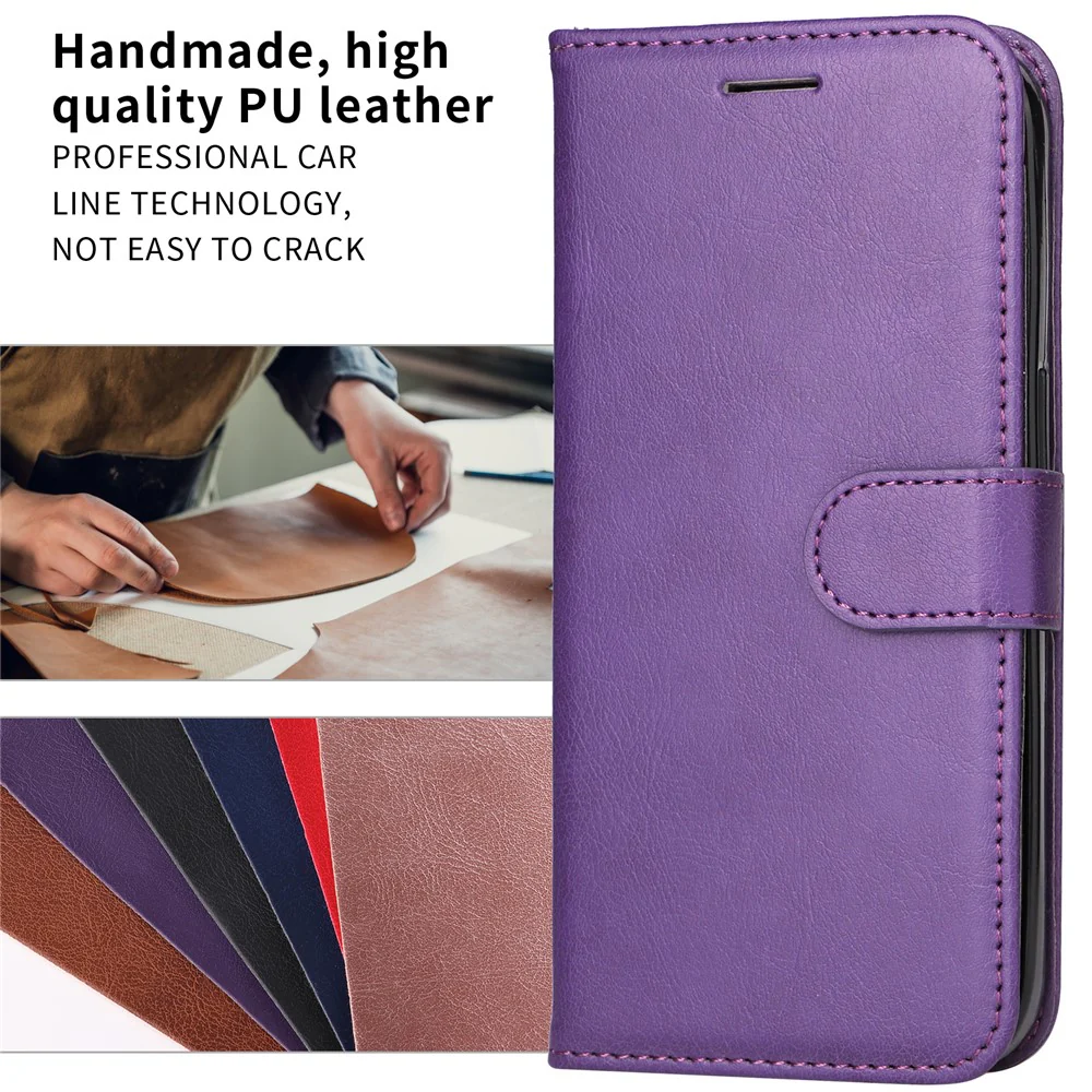 For iPhone 17 Pro Max Leather Wallet Case with Strap Solid Color Phone Stand Cover - Purple - Image 5