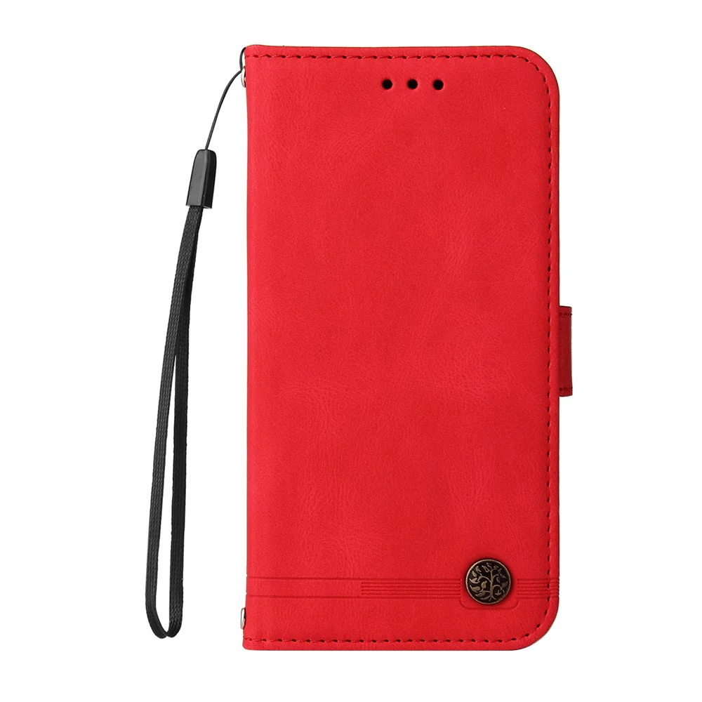 For iPhone 17 Pro Max Leather Wallet Cases Skin Touch Phone Cover Stand with Strap - Red - Image 5