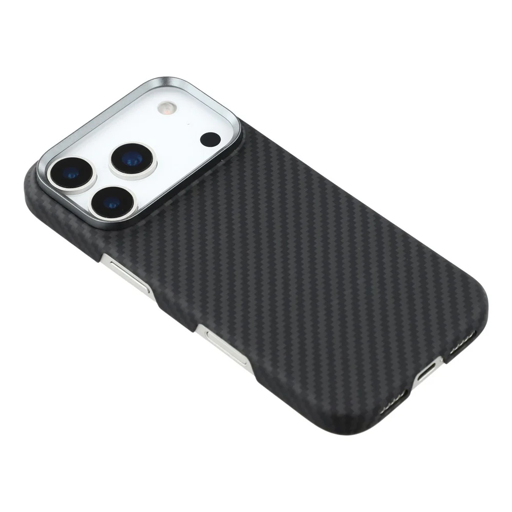 For iPhone 17 Pro Max Magnetic Case 1500D Coarse Texture Aramid Fiber Phone Cover with Metal Lens Frame - Image 4