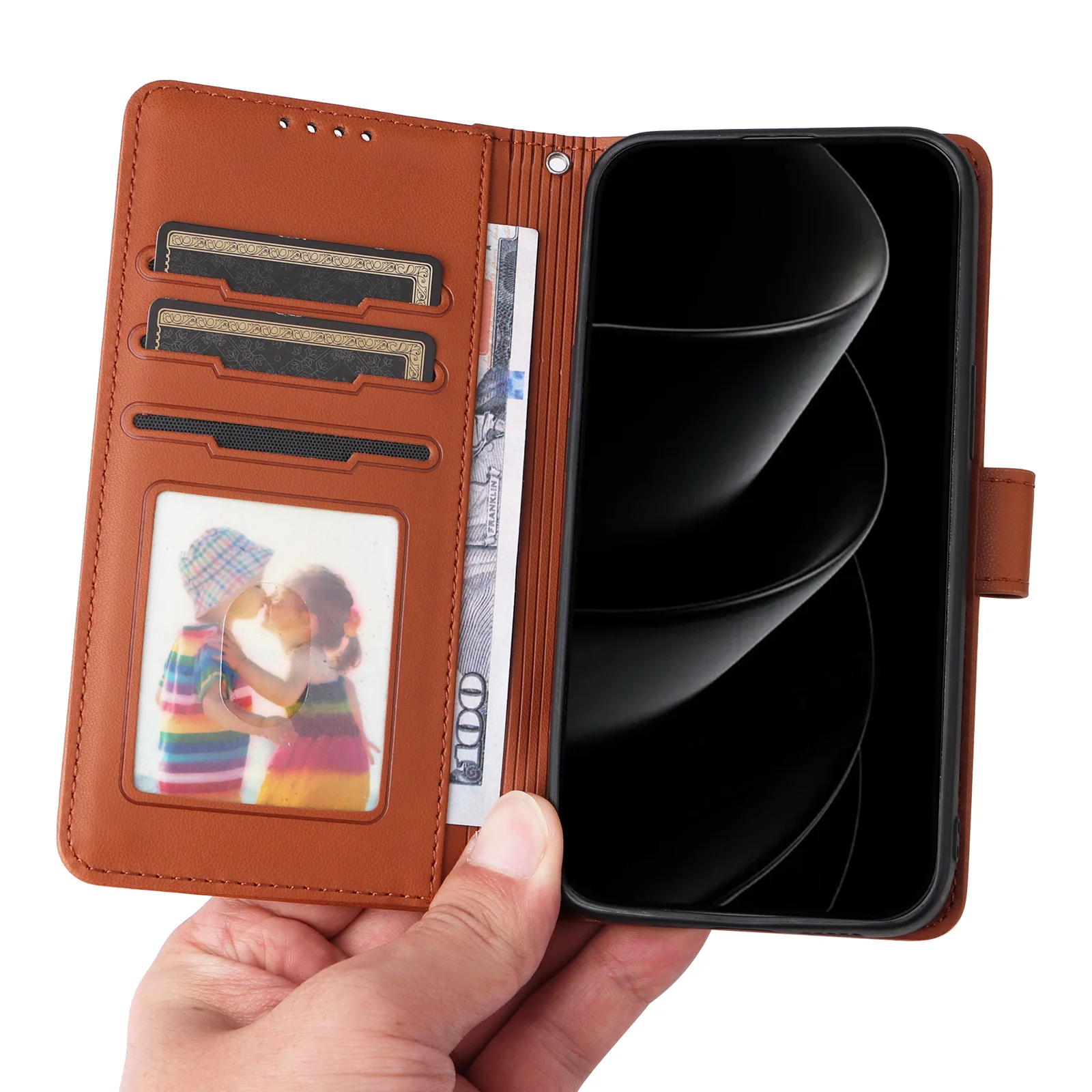 For iPhone 17 Pro Max Magnetic Case BETOPNICE Detachable PU Leather Phone Cover with Strap - Brown - Image 7