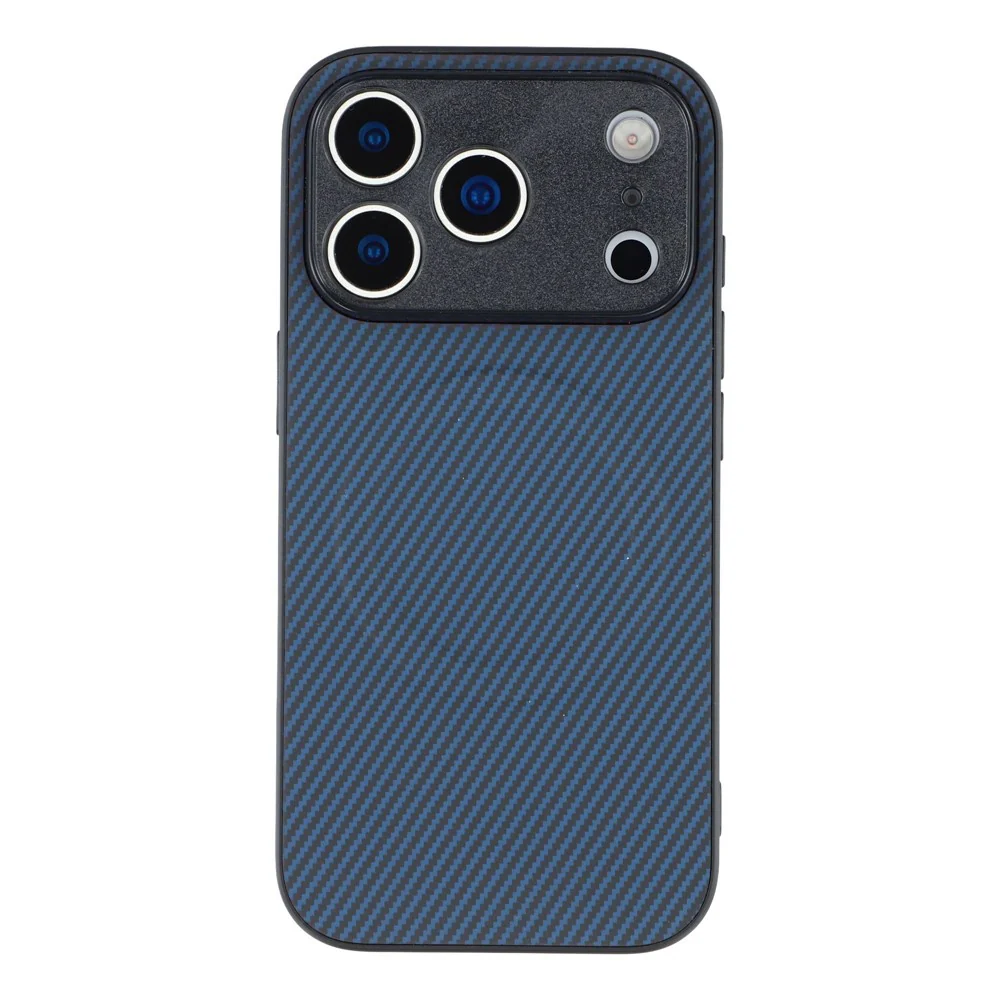 For iPhone 17 Pro Max Magnetic Case Carbon Fiber Texture TPU PC Phone Back Cover - Blue - Image 3