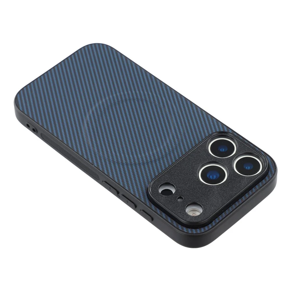 For iPhone 17 Pro Max Magnetic Case Carbon Fiber Texture TPU PC Phone Back Cover - Blue - Image 5