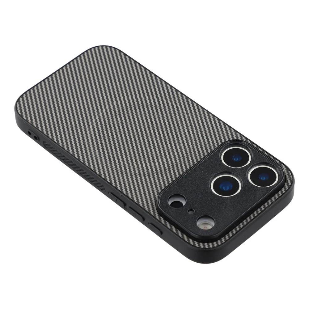 For iPhone 17 Pro Max Magnetic Case Carbon Fiber Texture TPU PC Phone Back Cover - Grey - Image 5