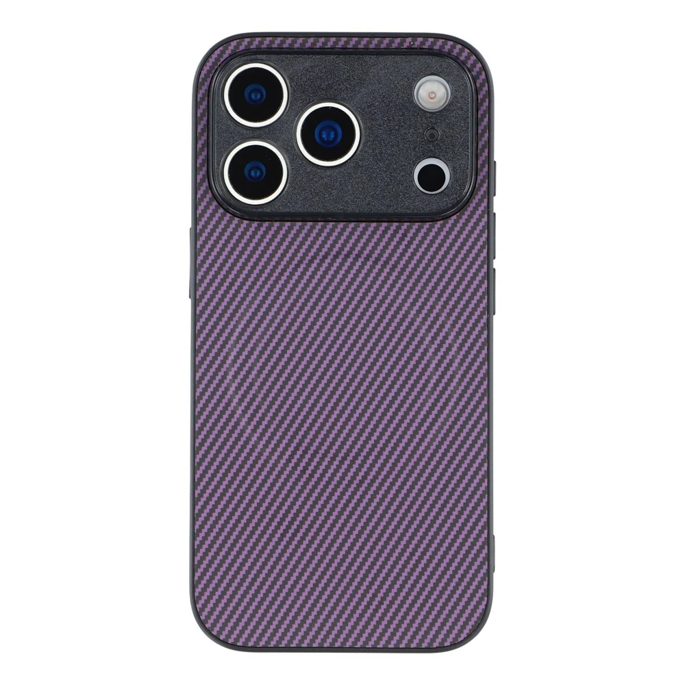 For iPhone 17 Pro Max Magnetic Case Carbon Fiber Texture TPU PC Phone Back Cover - Purple - Image 3