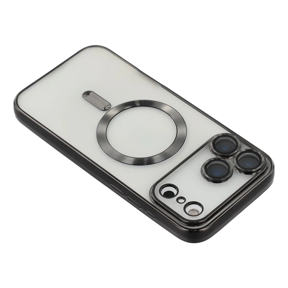 For iPhone 17 Pro Max Magnetic Case CD Veins Glass Lens Guard TPU Phone Back Cover with Screen Film - Black - Image 6