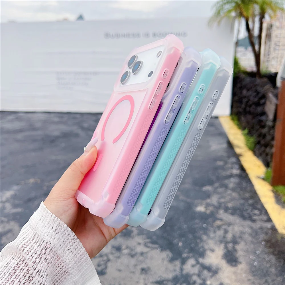 For iPhone 17 Pro Max Magnetic Case Chameleon Anti Drop TPU + PC Phone Cover - Transparent Blue Green - Image 3