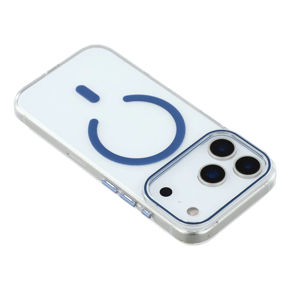 For iPhone 17 Pro Max Magnetic Case Clear PC Phone Back Cover with Metal Buttons - Sapphire - Image 6