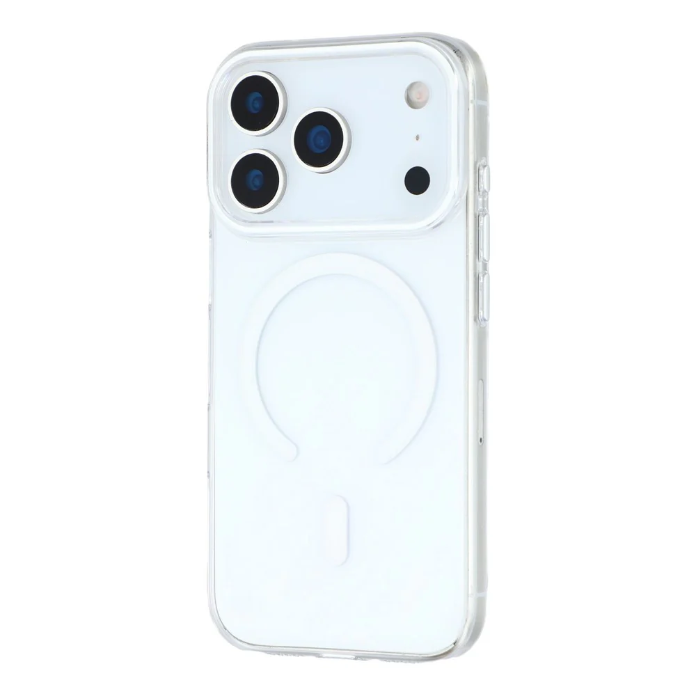 For iPhone 17 Pro Max Magnetic Case Clear PC Phone Back Cover with Metal Buttons - White - Image 4