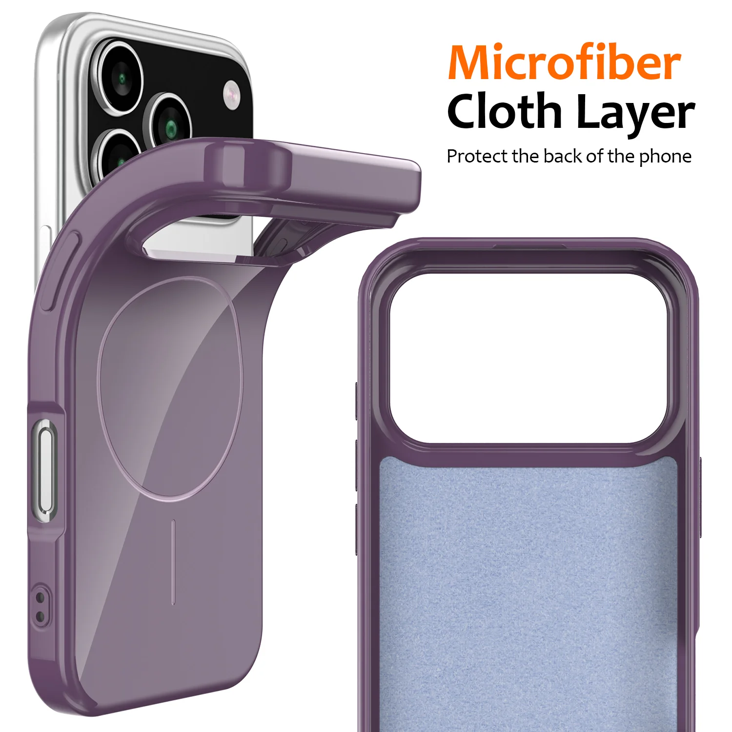 For iPhone 17 Pro Max Magnetic Case Compatible with MagSafe TPU Phone Back Cover with Lanyard - Purple - Image 5