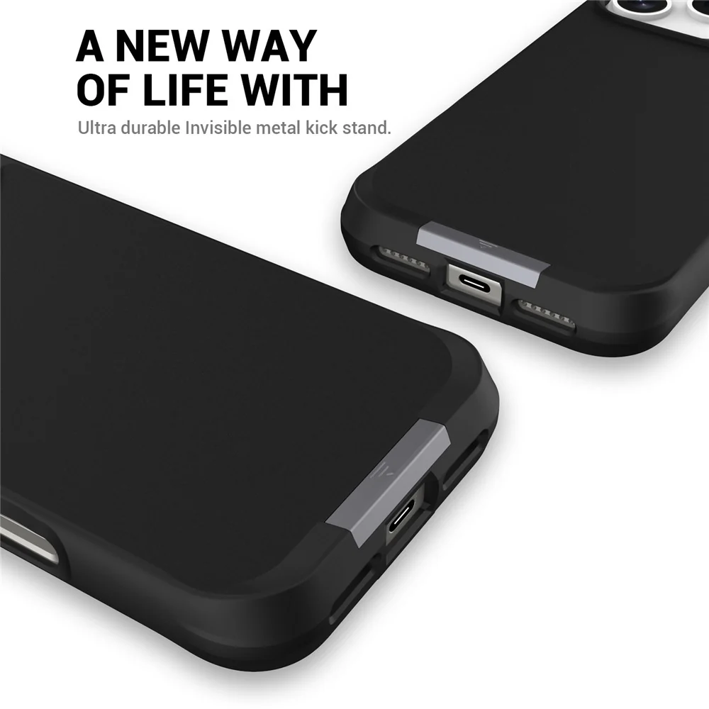 For iPhone 17 Pro Max Magnetic Case PC + TPU Phone Cover with Hidden Kickstand - Black - Image 6
