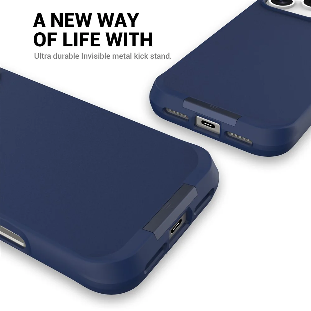 For iPhone 17 Pro Max Magnetic Case PC + TPU Phone Cover with Hidden Kickstand - Blue - Image 6