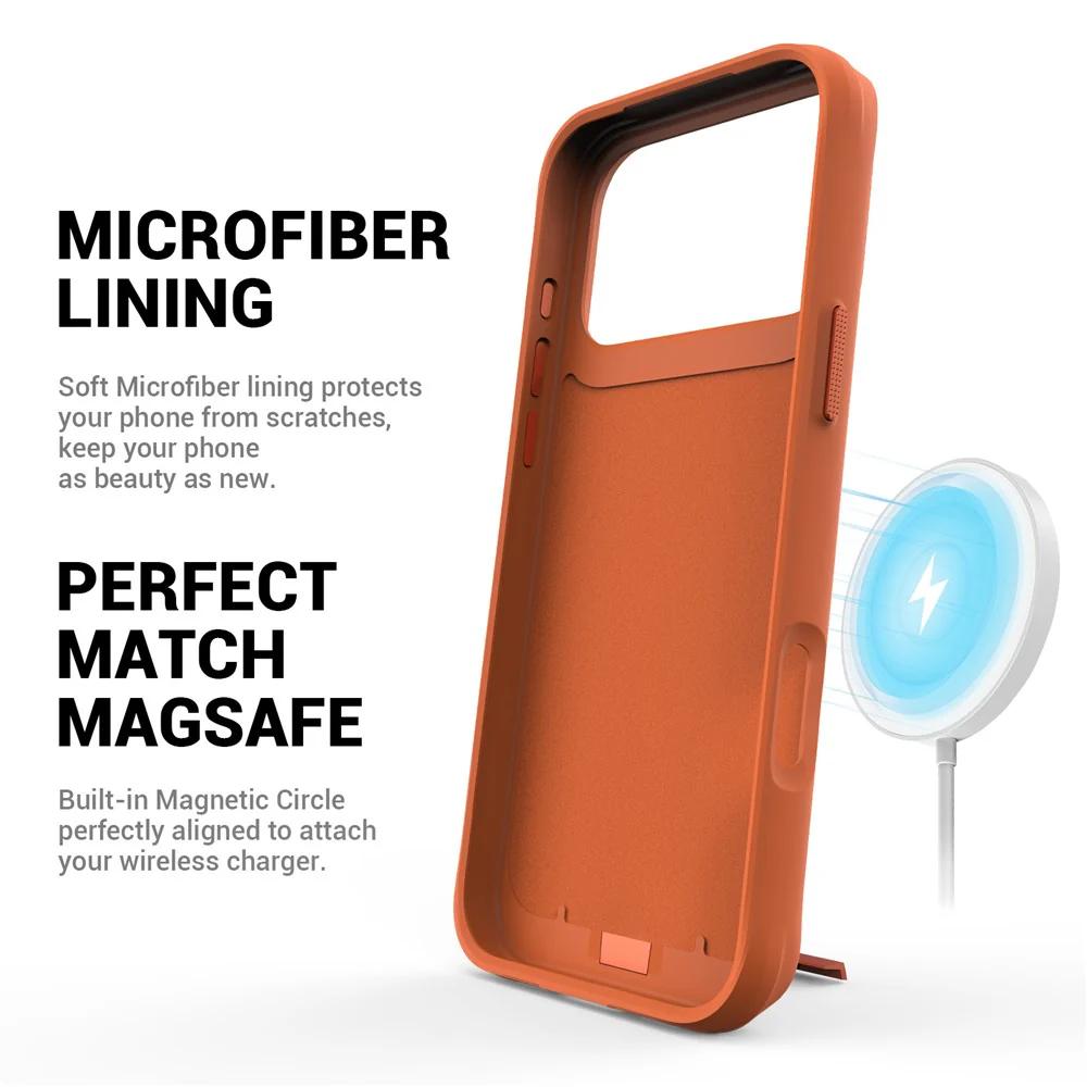 For iPhone 17 Pro Max Magnetic Case PC + TPU Phone Cover with Hidden Kickstand - Orange - Image 3