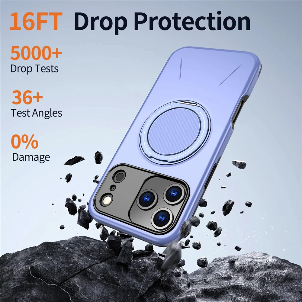 For iPhone 17 Pro Max Magnetic Case Rotating Kickstand TPU + PC Phone Cover - Purple - Image 4