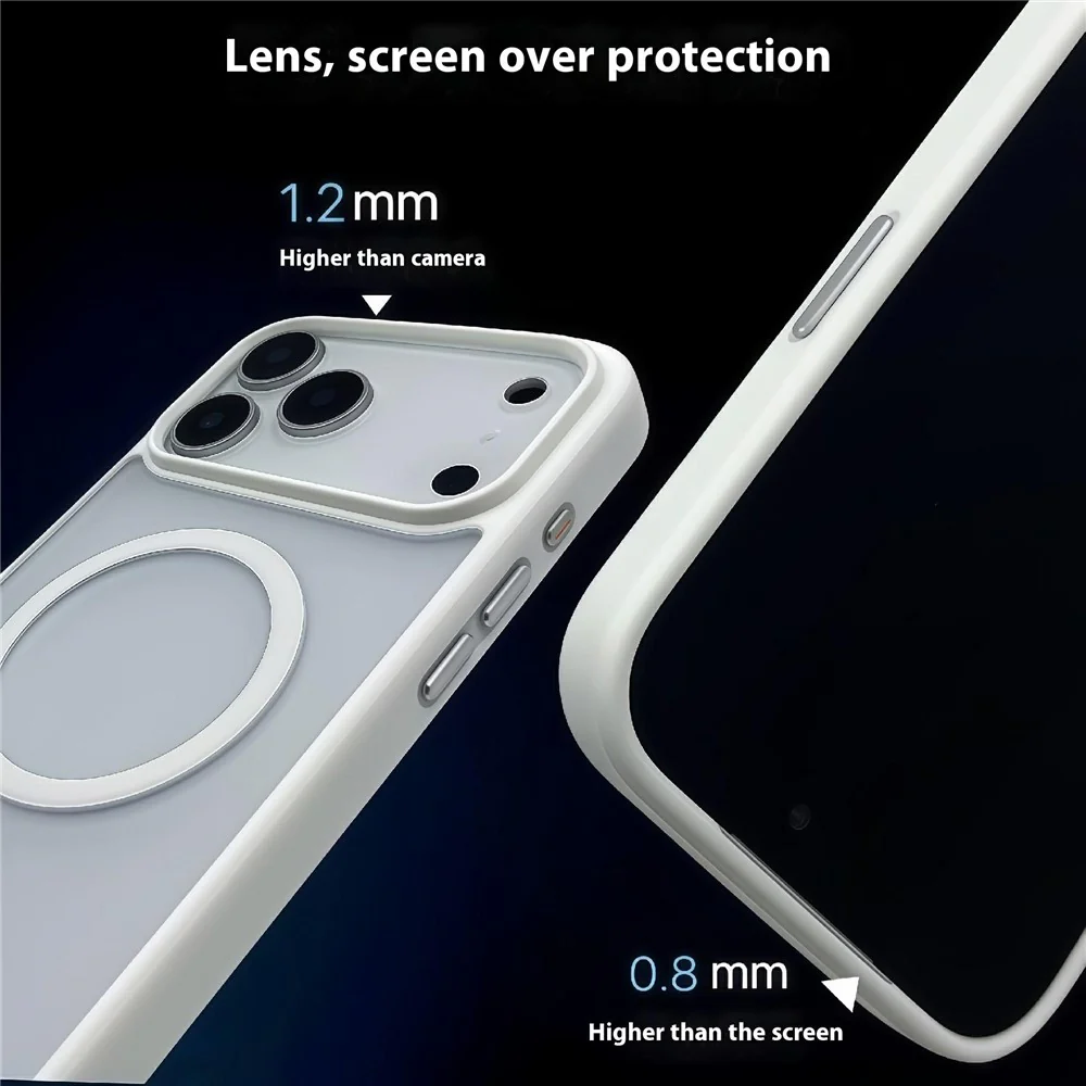 For iPhone 17 Pro Max Magnetic Case Skin Touch TPU Acrylic Phone Back Cover - White - Image 5