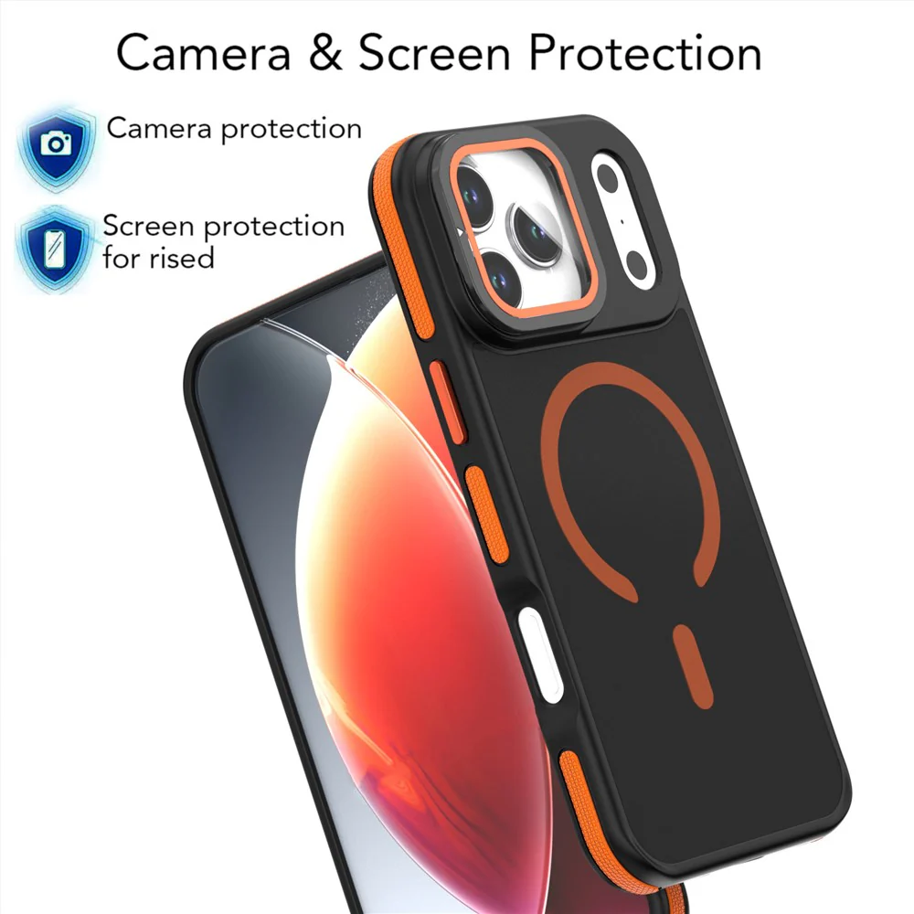 For iPhone 17 Pro Max Magnetic Case Skin-Touch TPU Acrylic Phone Back Cover with Lens Protector Kickstand - Blue - Image 5