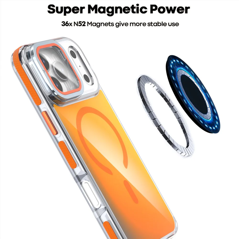 For iPhone 17 Pro Max Magnetic Case TPU Acrylic Phone Back Cover with Lens Film and Kickstand - Purple - Image 3