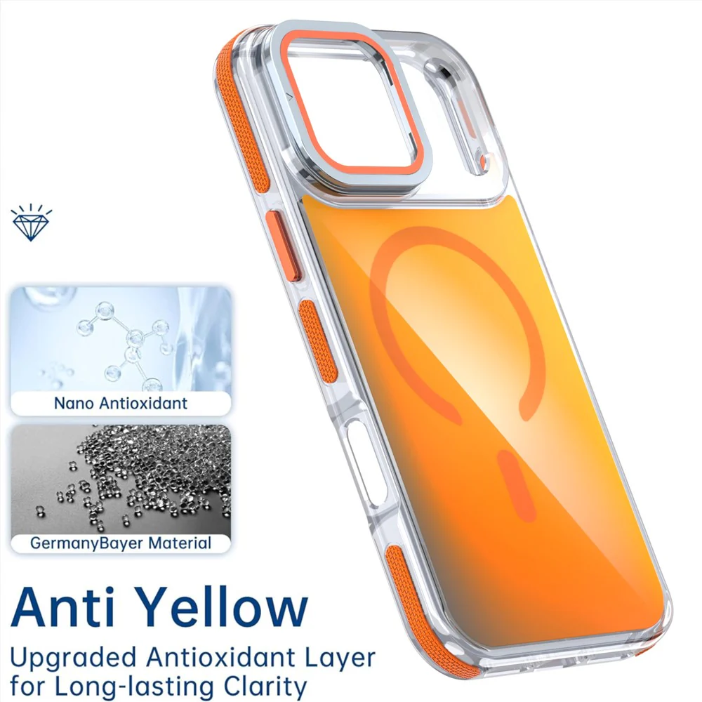 For iPhone 17 Pro Max Magnetic Case TPU Acrylic Phone Back Cover with Lens Film and Kickstand - Purple - Image 7